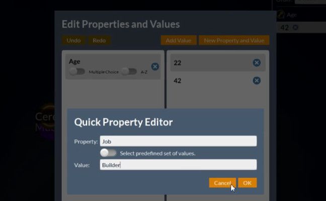 quirkos qualitative properties editor