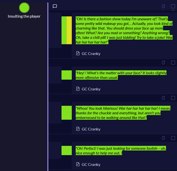 Quotes of villagers 'Insulting the player'