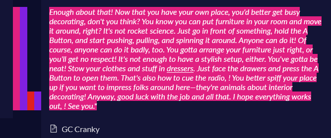 Example: the GameCube cranky personality knows about the A button.