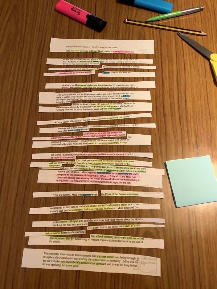 Example of a transcript that has been cut up into smaller pieces